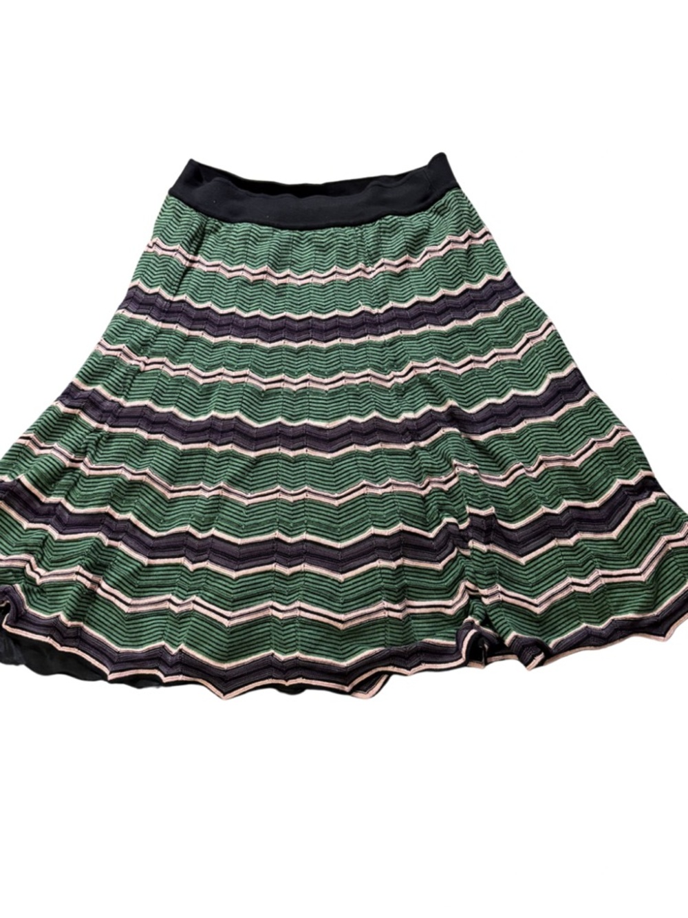 Authentic Missoni green and purple fit-and-flare miniskirt